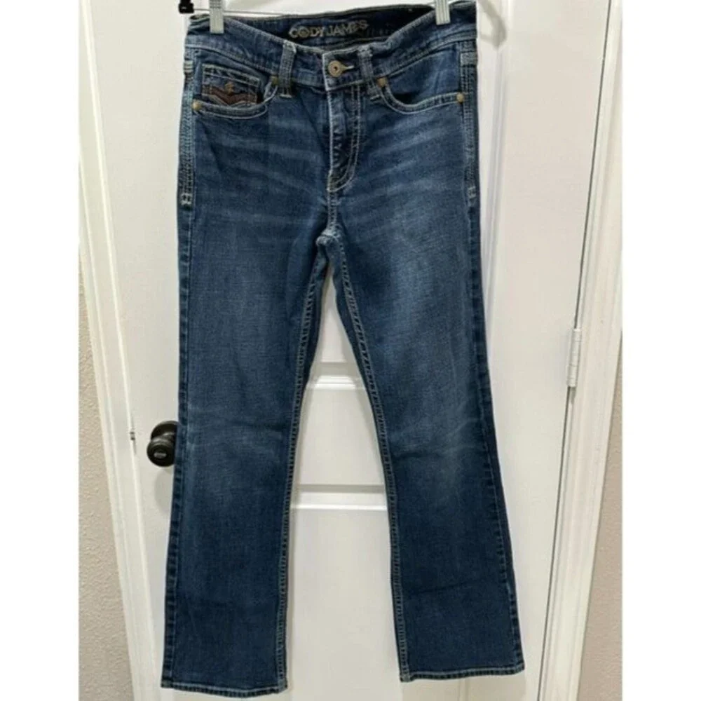 Cody James Men's Bootcut Jeans 30x34 Medium Wash Western Pocket Stitching Cowboy